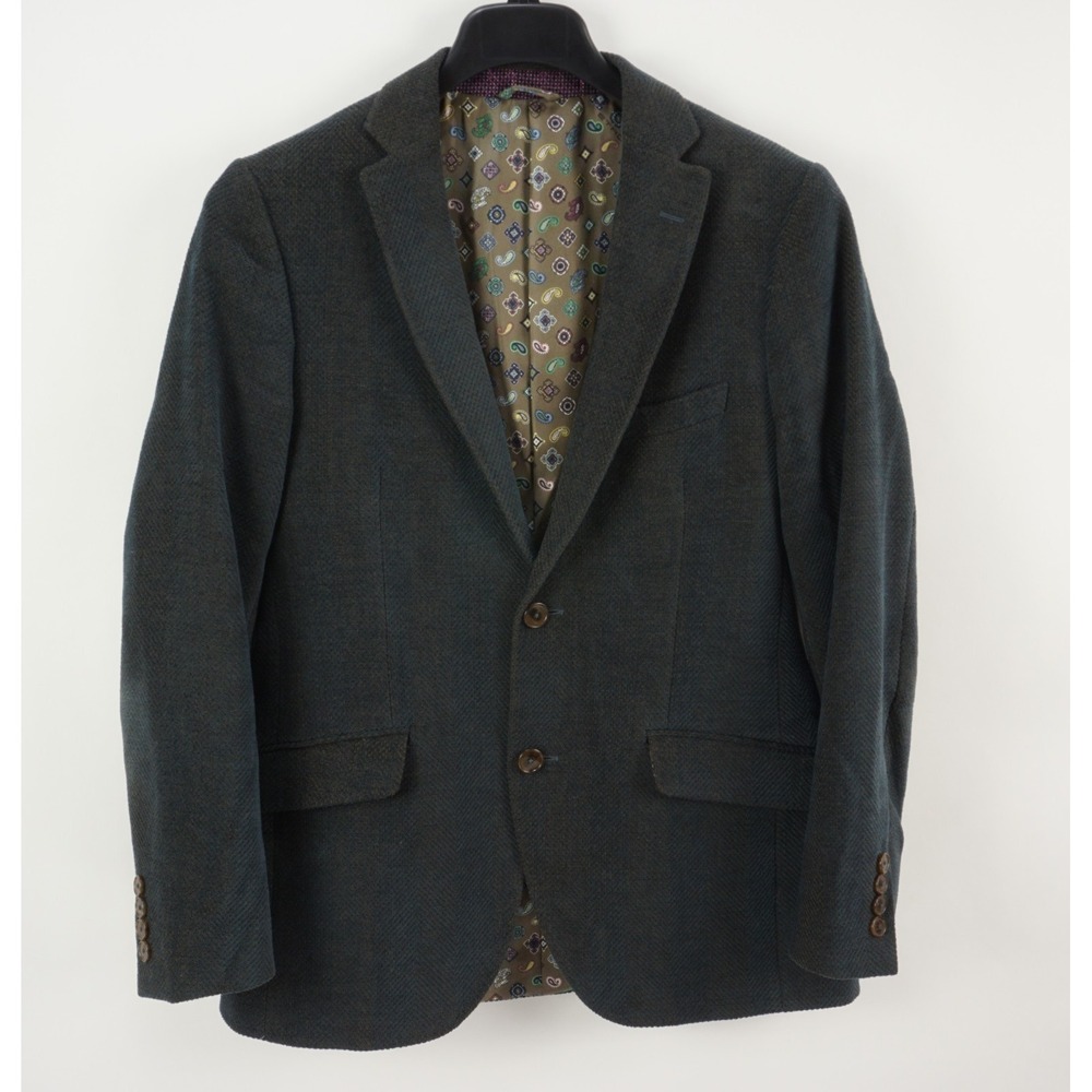 ETRO Herringbone Iridescent Bicolor Wool Corduroy Sport Coat Mens 40R Blue Brown